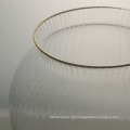 Vaso de vidro de arte com nervuras aro de ouro moderno